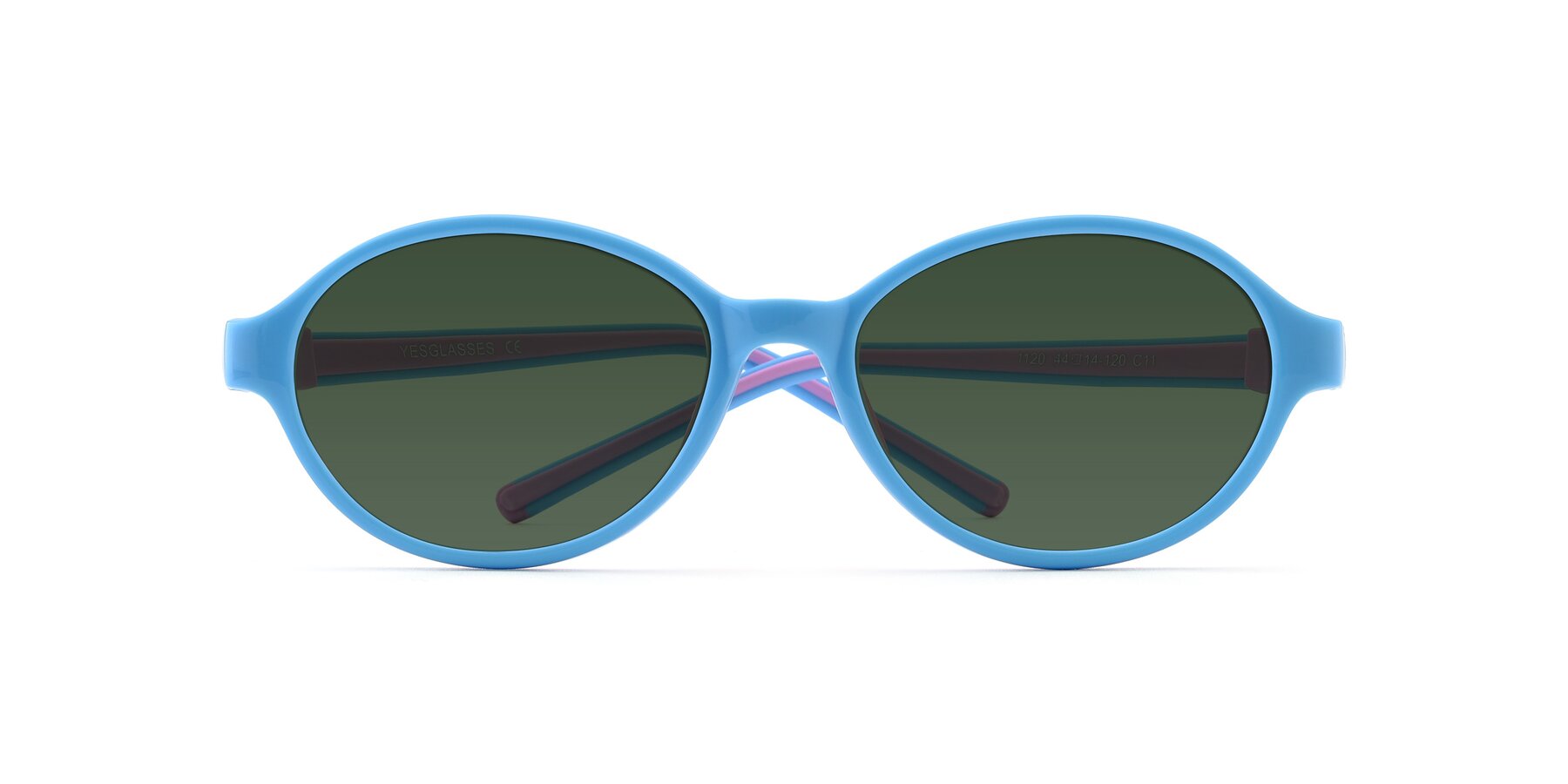 Folded Front of 1120 in Sky Blue-Pink with Green Tinted Lenses