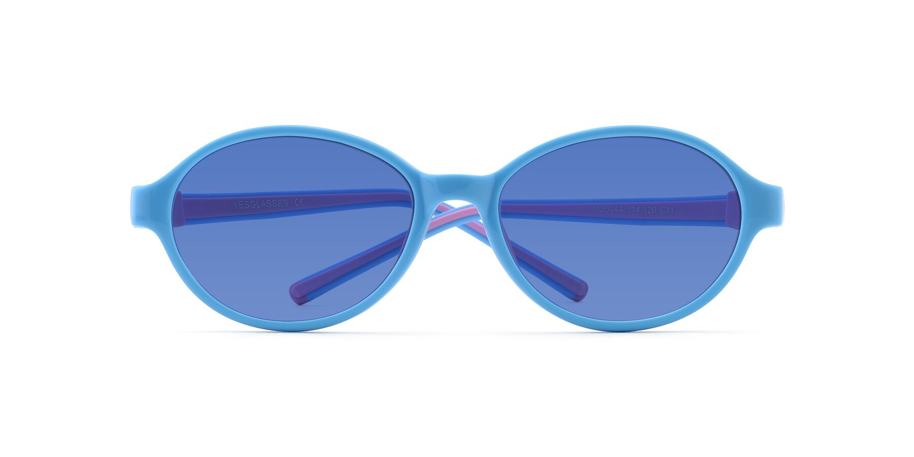 Folded Front of 1120 in Sky Blue-Pink with Blue Tinted Lenses