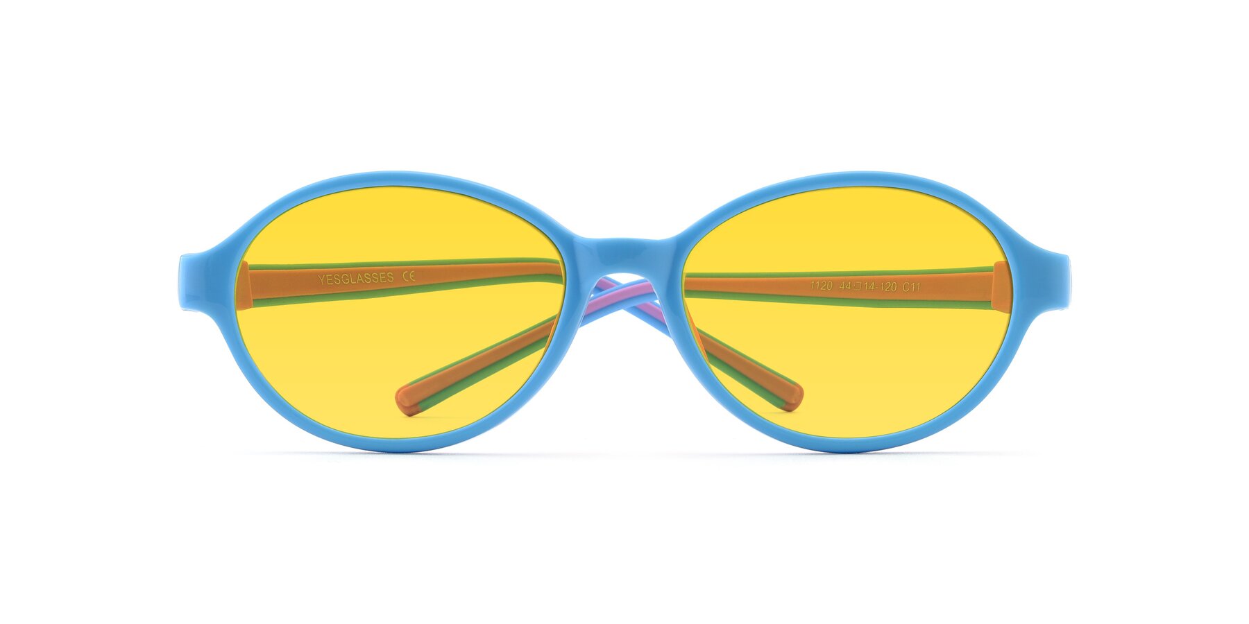 Folded Front of 1120 in Sky Blue-Pink with Yellow Tinted Lenses