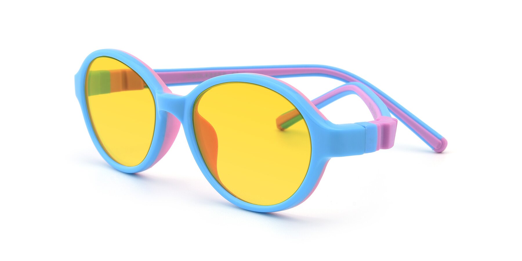 Angle of 1120 in Sky Blue-Pink with Yellow Tinted Lenses
