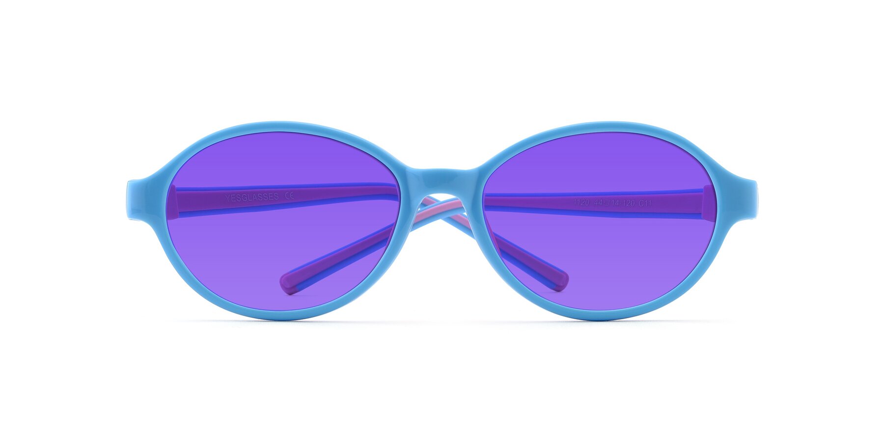 Folded Front of 1120 in Sky Blue-Pink with Purple Tinted Lenses