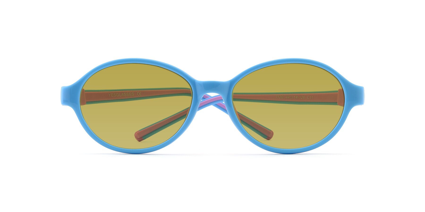 Folded Front of 1120 in Sky Blue-Pink with Champagne Tinted Lenses