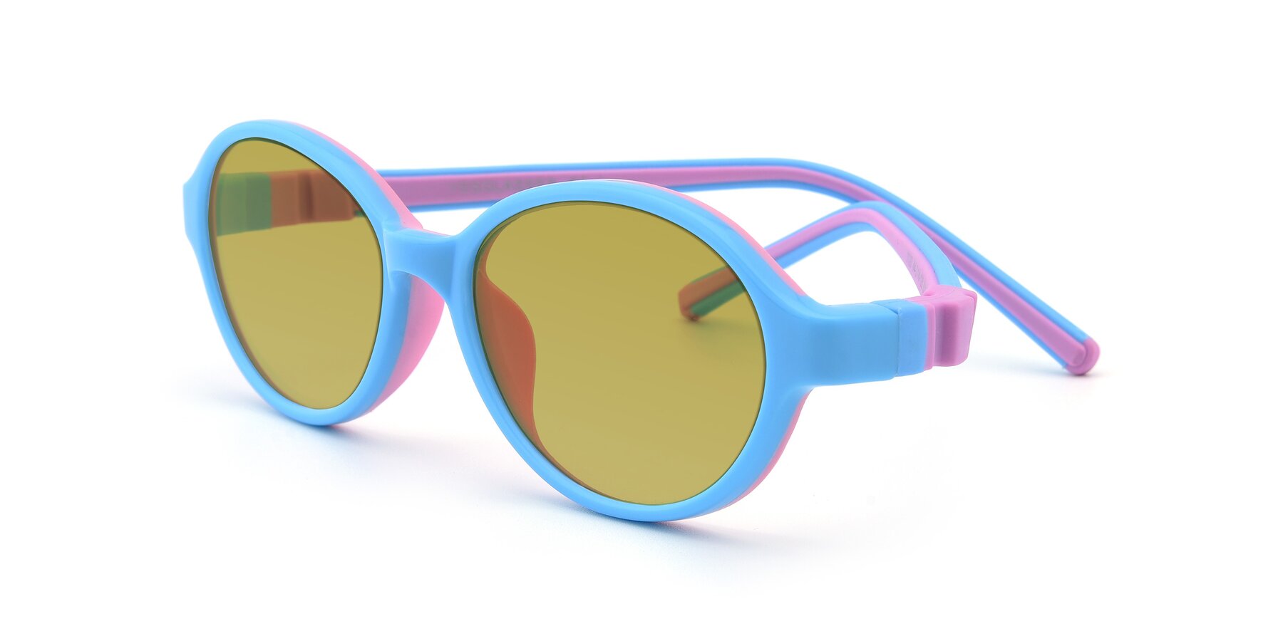 Angle of 1120 in Sky Blue-Pink with Champagne Tinted Lenses