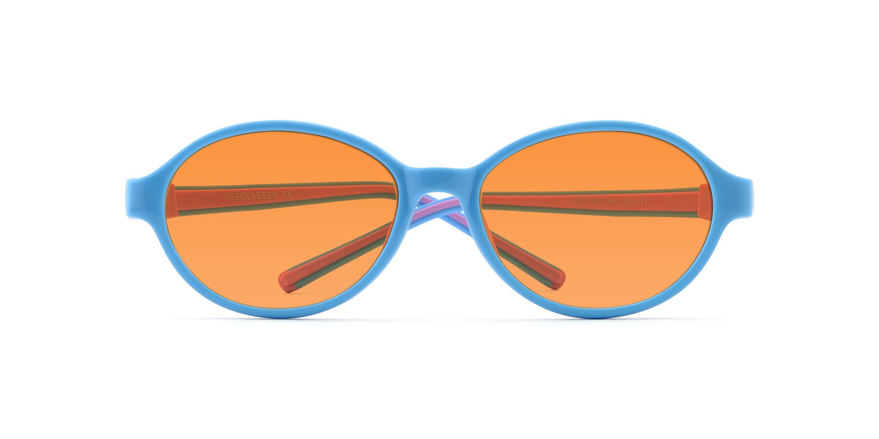 Folded Front of 1120 in Sky Blue-Pink with Orange Tinted Lenses