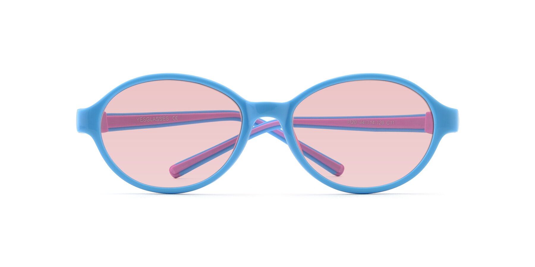 Folded Front of 1120 in Sky Blue-Pink with Light Garnet Tinted Lenses