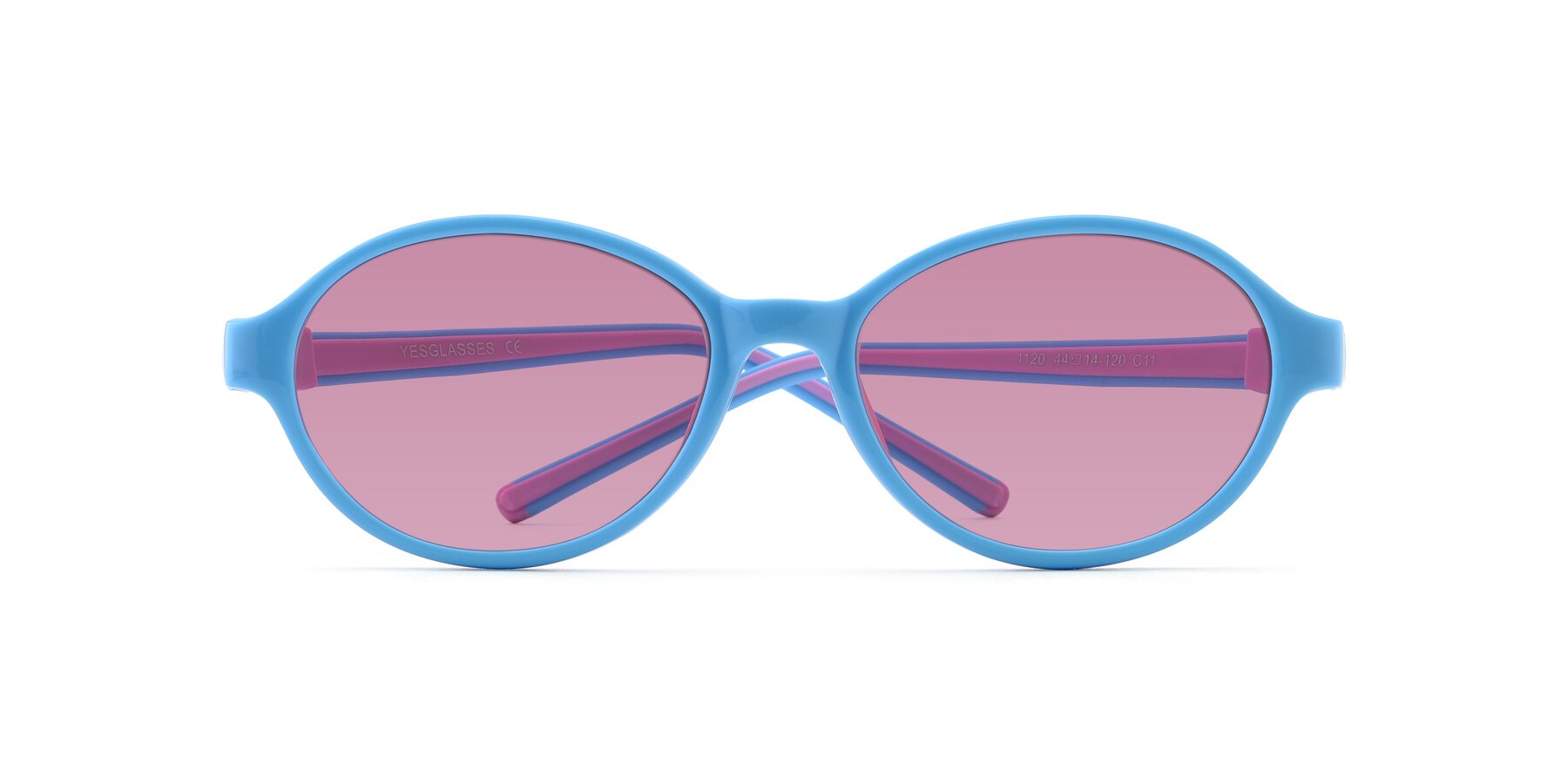 Folded Front of 1120 in Sky Blue-Pink with Medium Wine Tinted Lenses