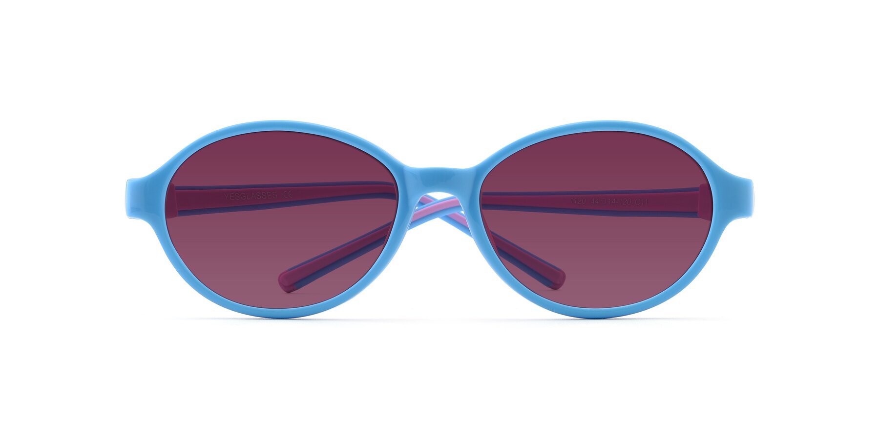 Folded Front of 1120 in Sky Blue-Pink with Wine Tinted Lenses