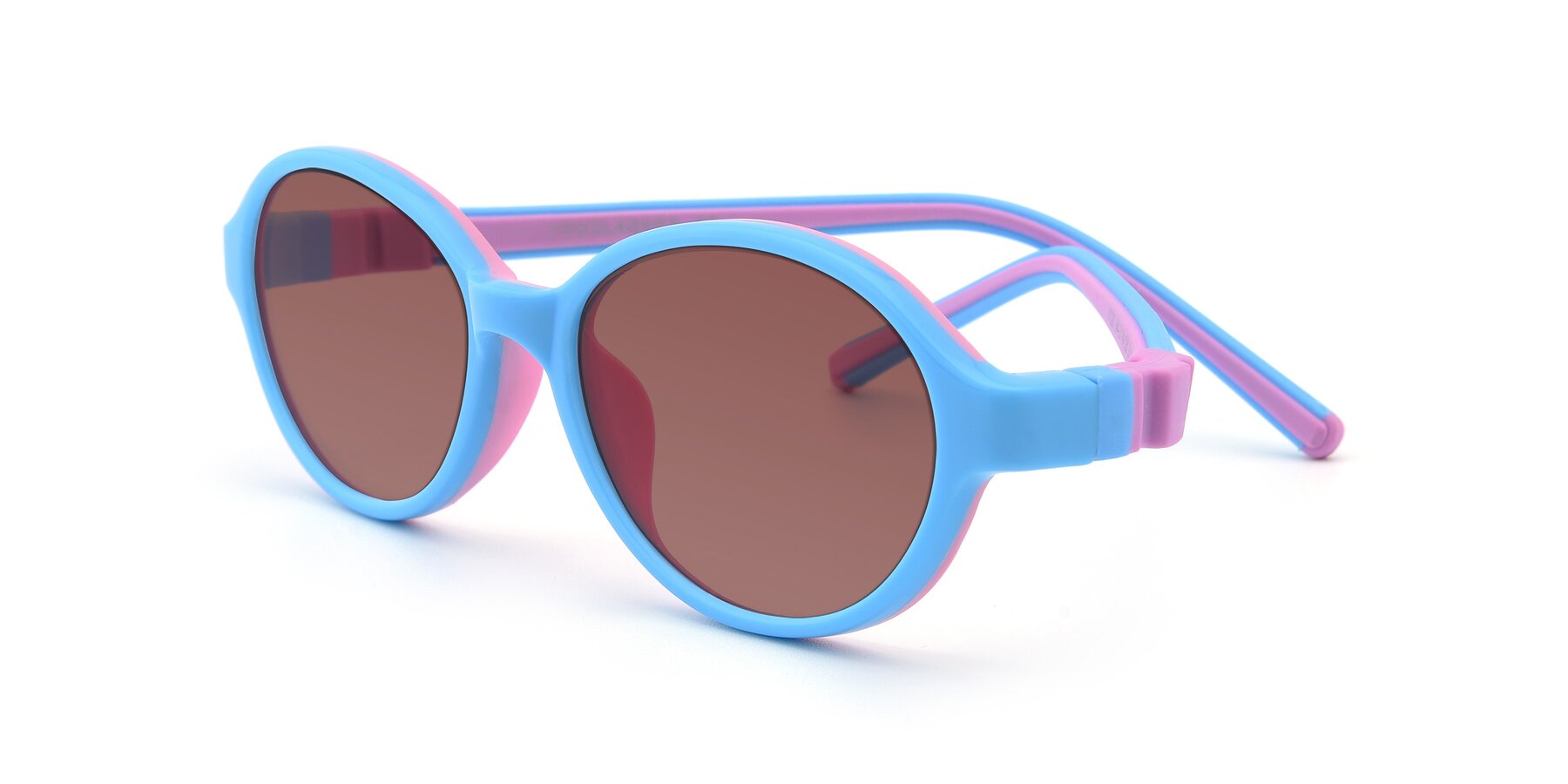 Angle of 1120 in Sky Blue-Pink with Garnet Tinted Lenses