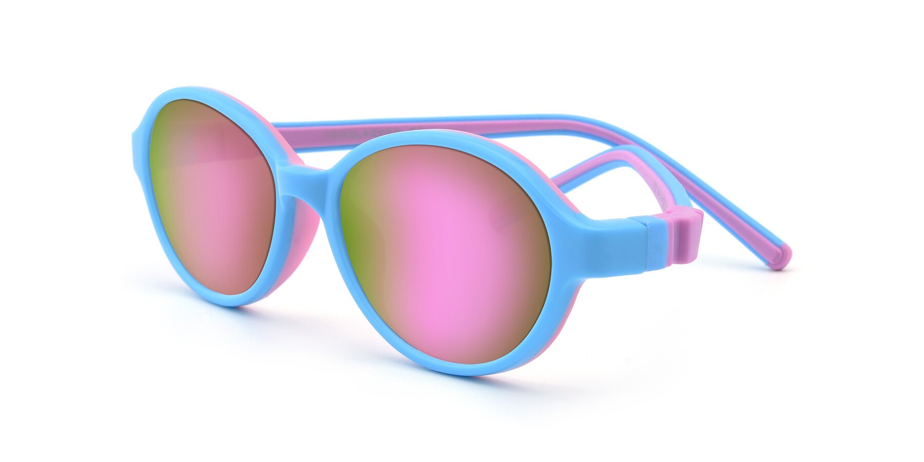 Angle of 1120 in Sky Blue-Pink with Pink Mirrored Lenses
