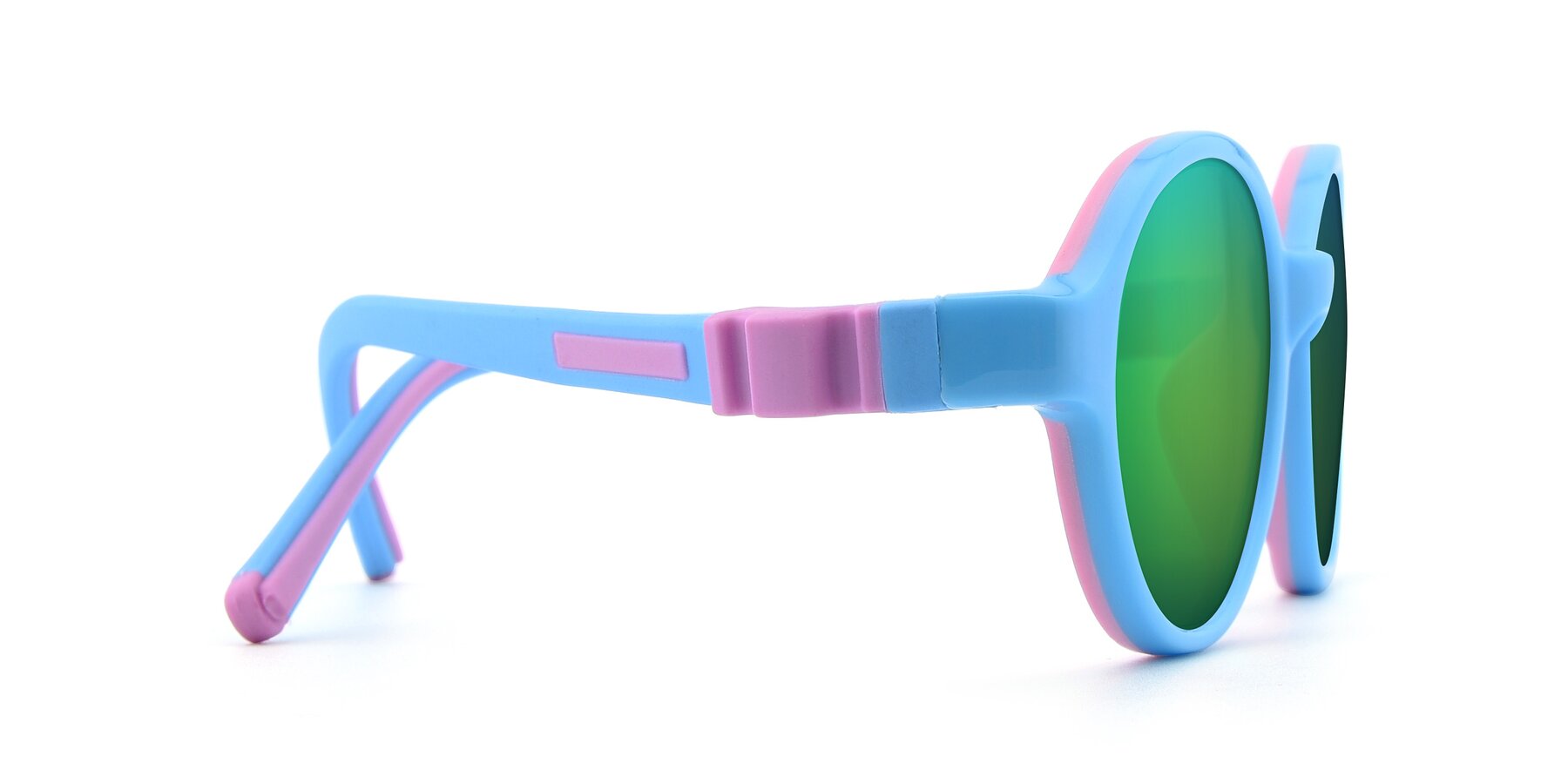Side of 1120 in Sky Blue-Pink with Green Mirrored Lenses