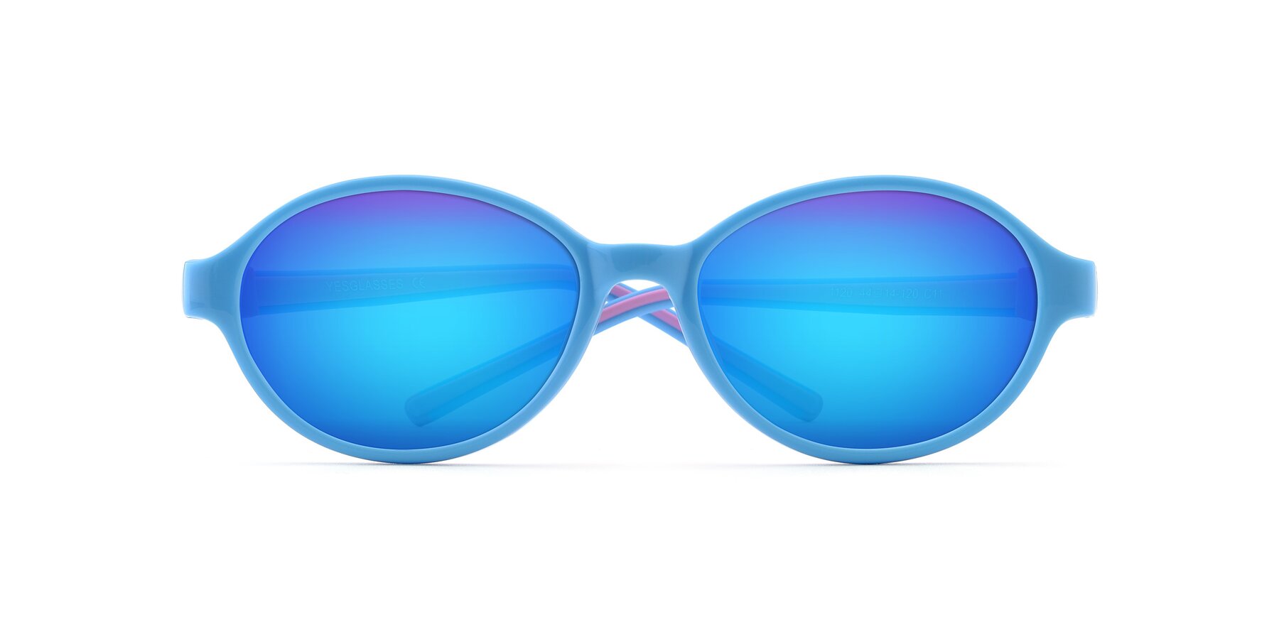 Folded Front of 1120 in Sky Blue-Pink with Blue Mirrored Lenses