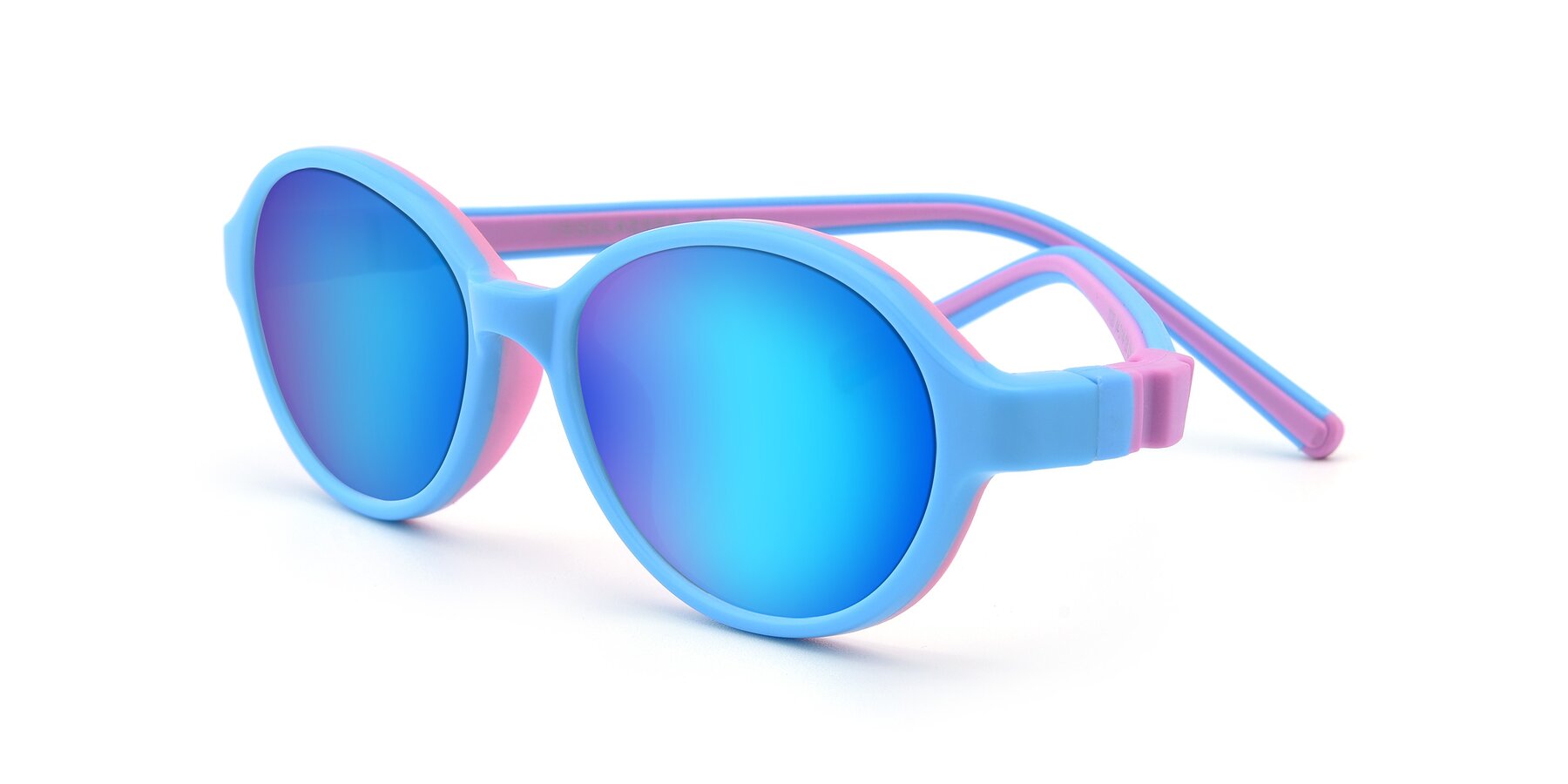 Angle of 1120 in Sky Blue-Pink with Blue Mirrored Lenses