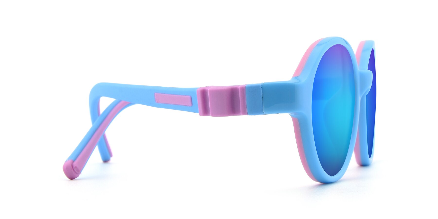 Side of 1120 in Sky Blue-Pink with Blue Mirrored Lenses