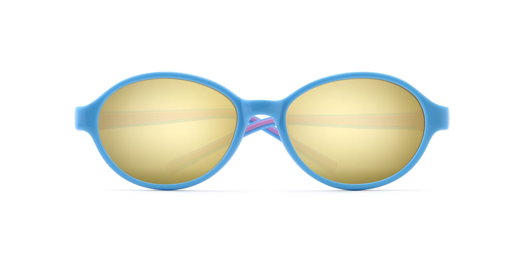 Folded Front of 1120 in Sky Blue-Pink with Gold Mirrored Lenses