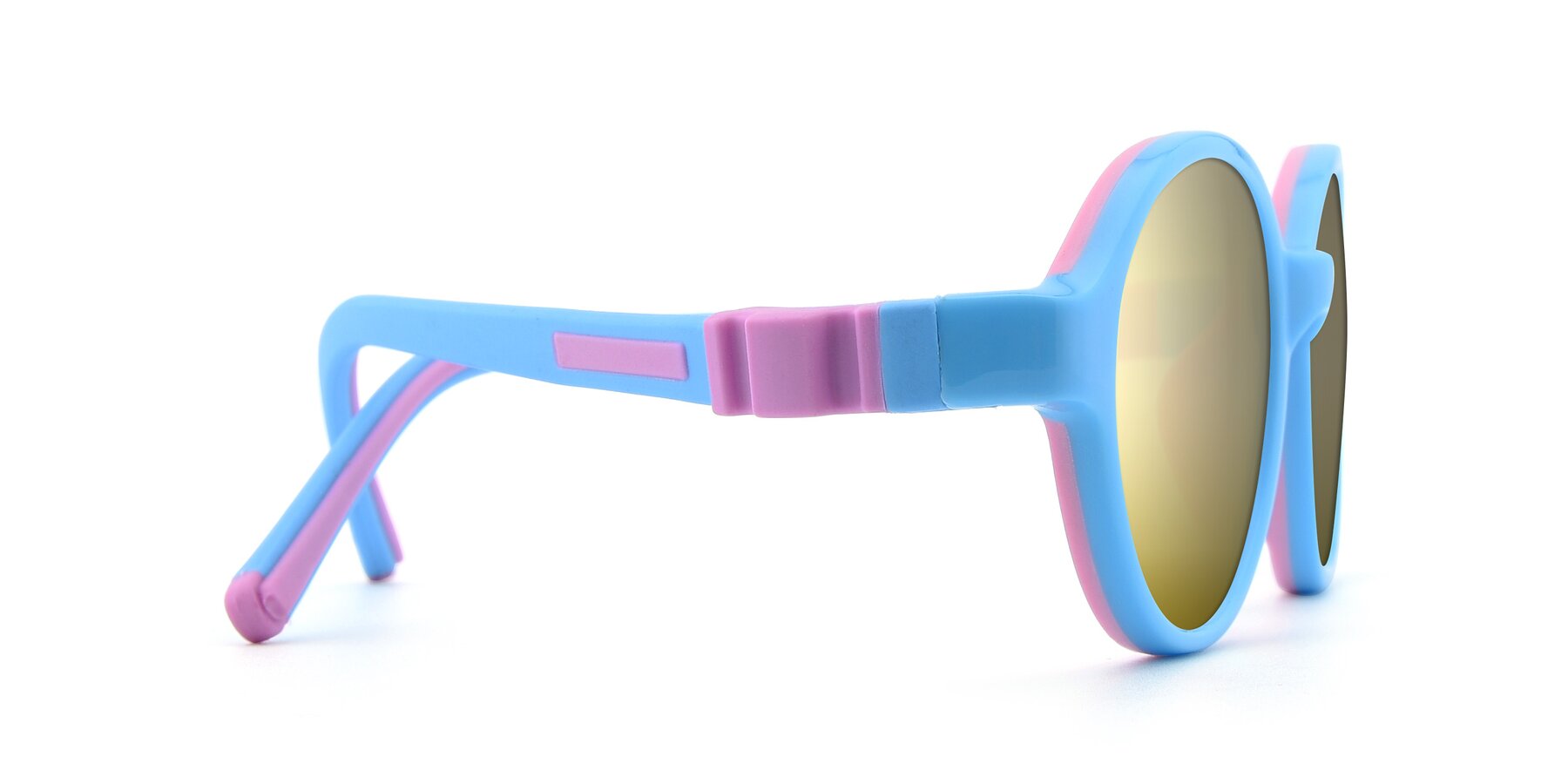 Side of 1120 in Sky Blue-Pink with Gold Mirrored Lenses