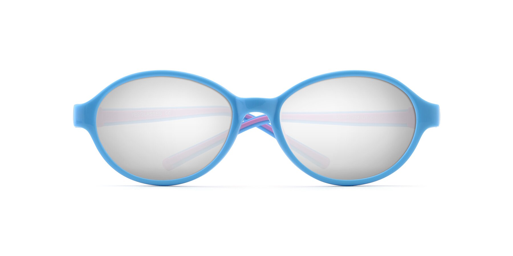 Folded Front of 1120 in Sky Blue-Pink with Silver Mirrored Lenses