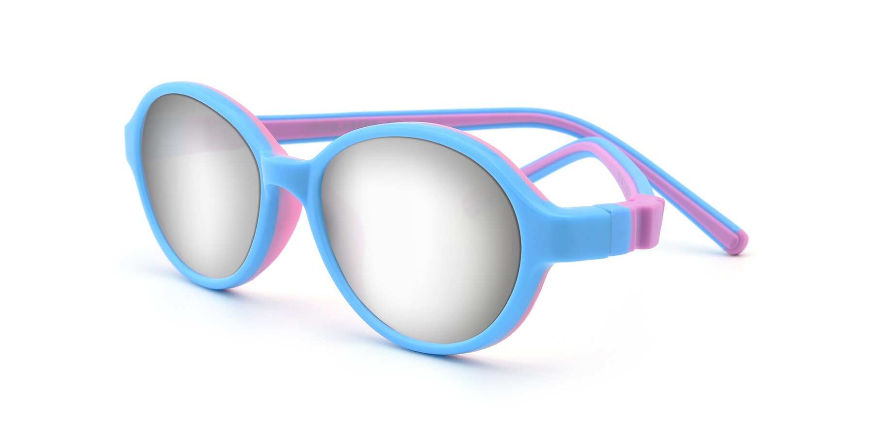 Angle of 1120 in Sky Blue-Pink with Silver Mirrored Lenses