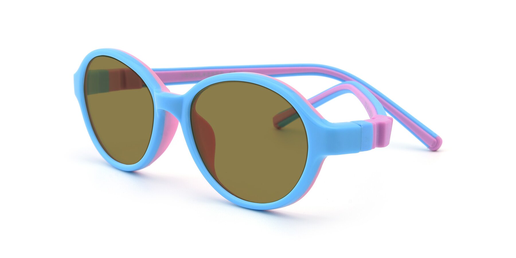 Angle of 1120 in Sky Blue-Pink with Brown Polarized Lenses