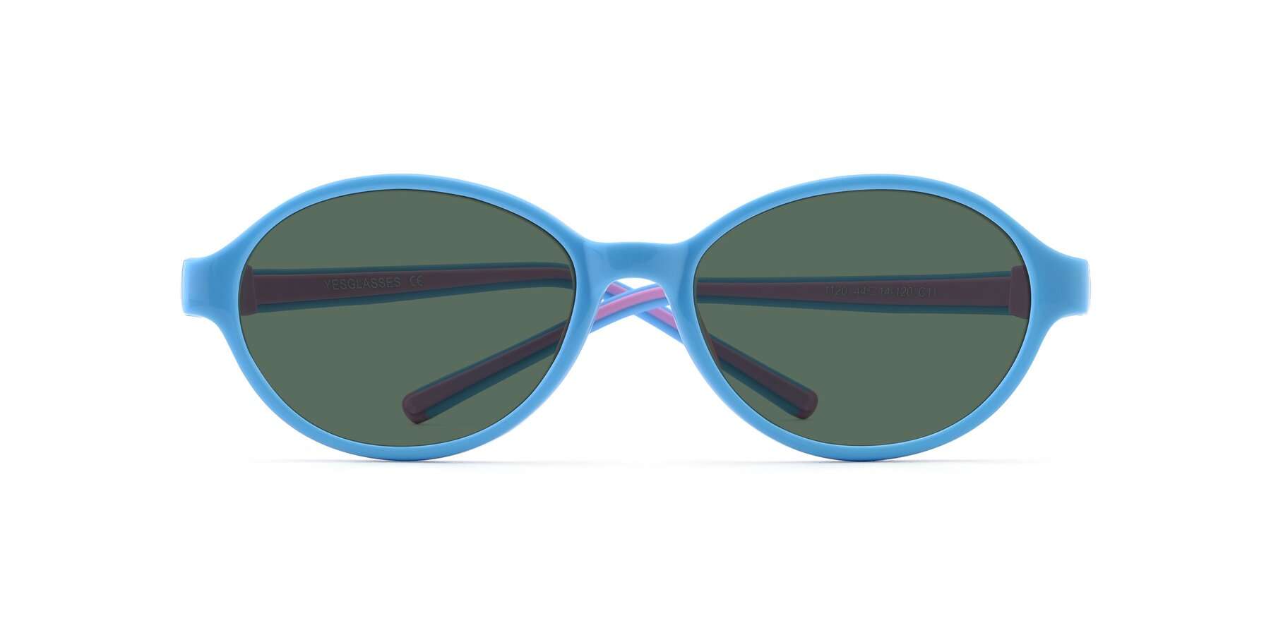 Folded Front of 1120 in Sky Blue-Pink with Green Polarized Lenses
