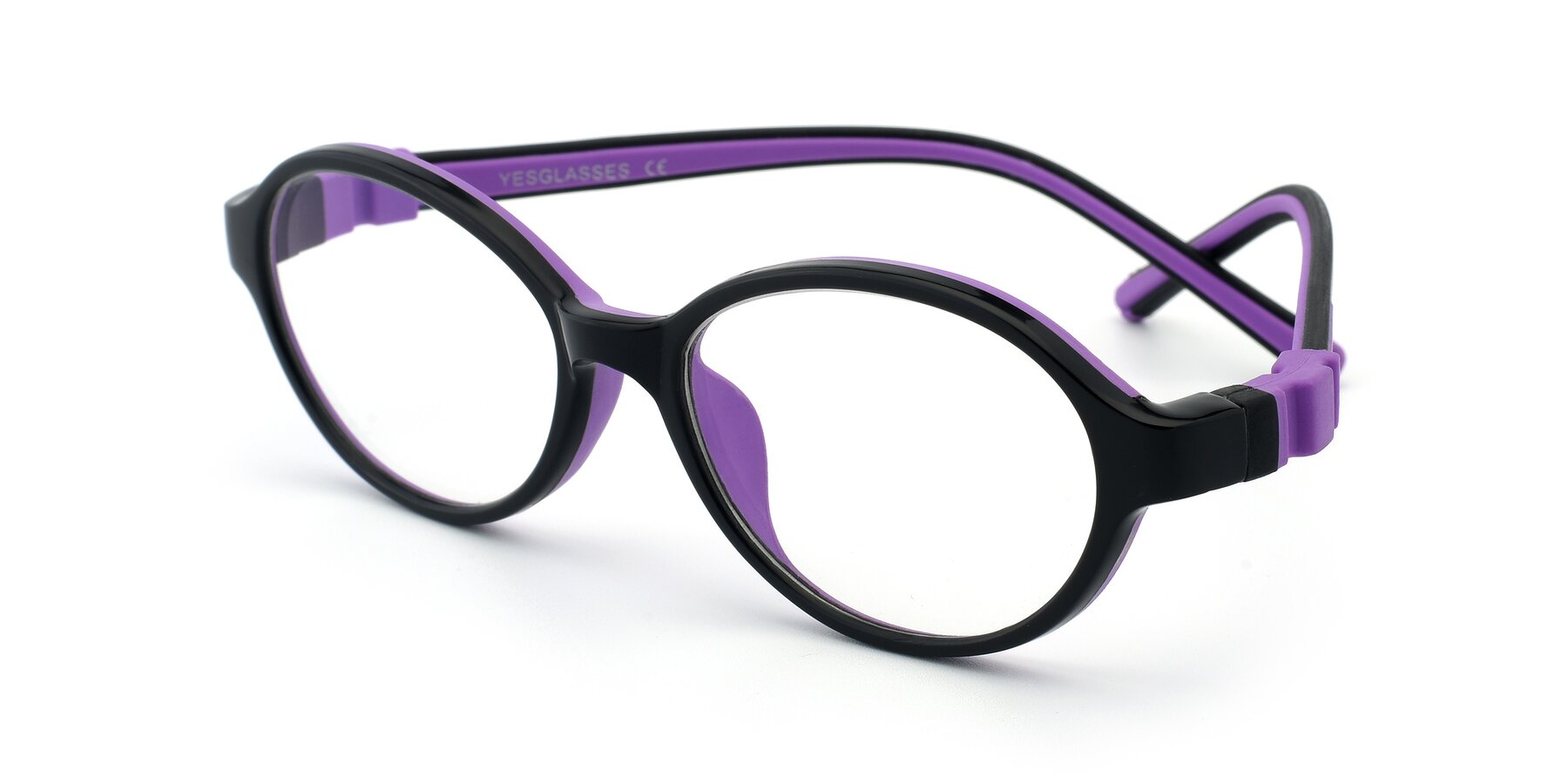 Angle of 1120 in Black-Purple with Clear Blue Light Blocking Lenses