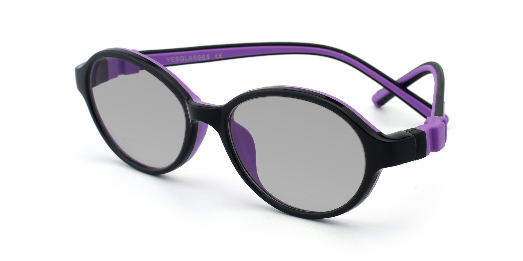 Angle of 1120 in Black-Purple with Light Gray Tinted Lenses