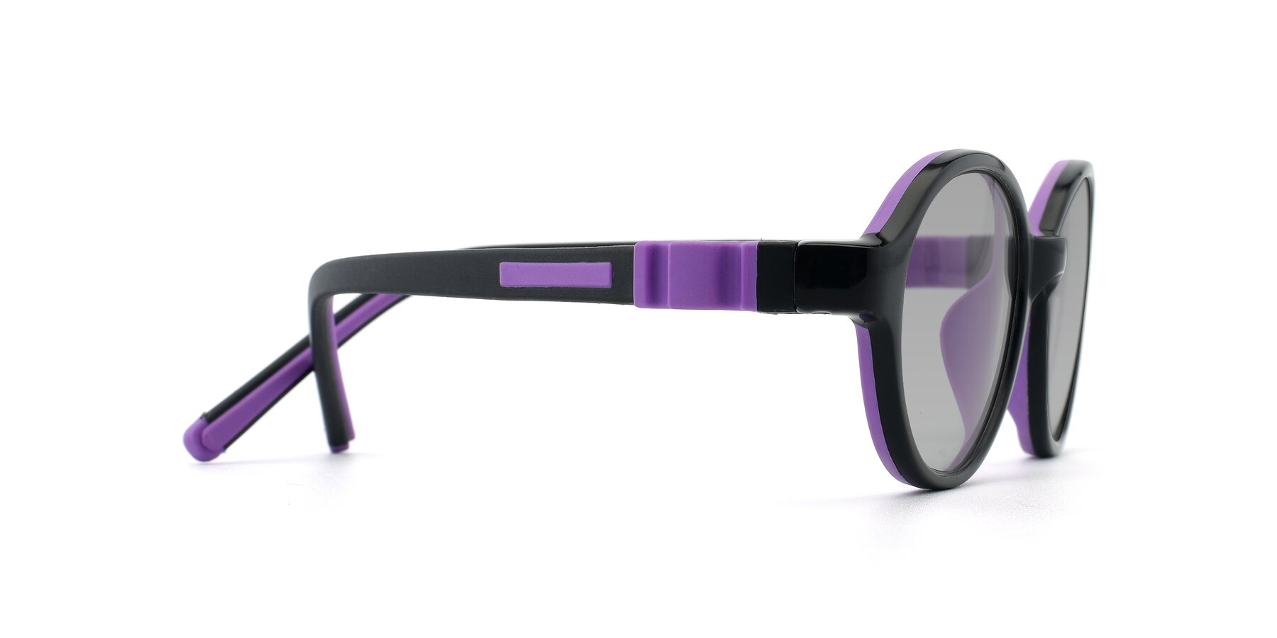 Side of 1120 in Black-Purple with Light Gray Tinted Lenses