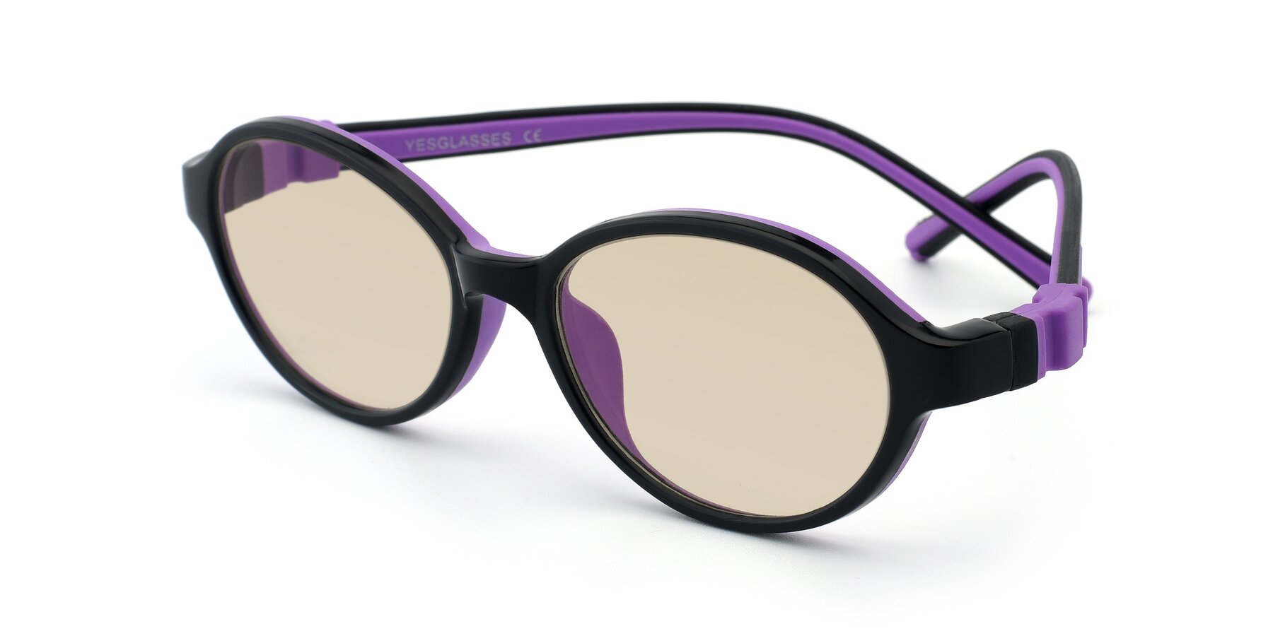 Angle of 1120 in Black-Purple with Light Brown Tinted Lenses