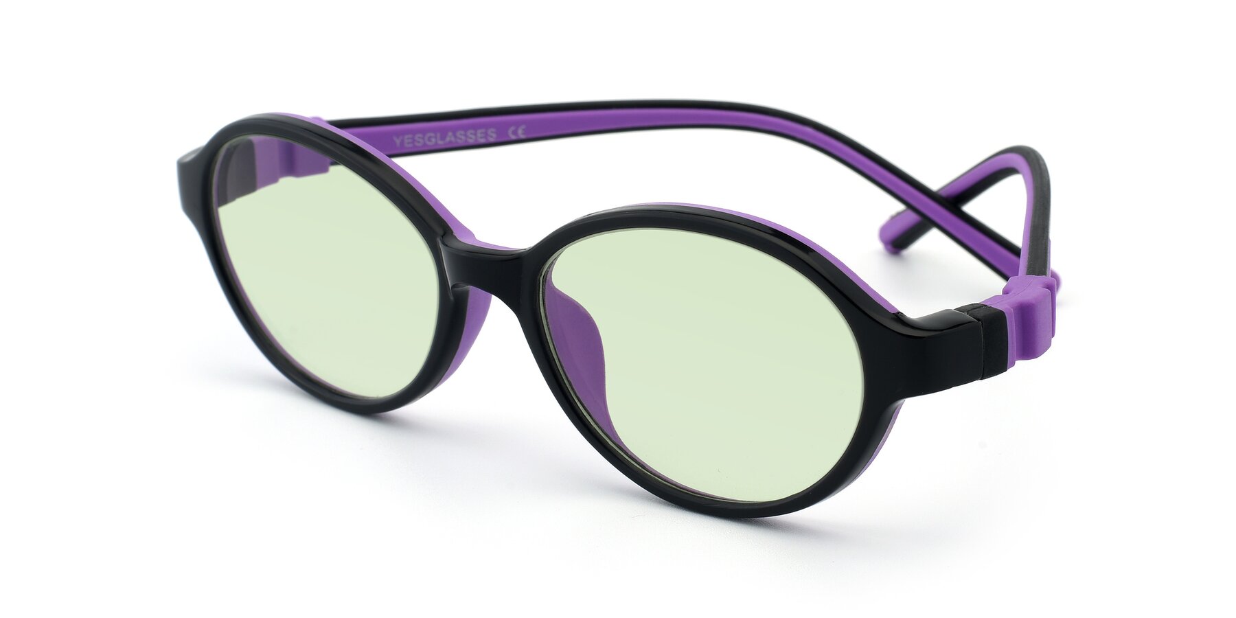 Angle of 1120 in Black-Purple with Light Green Tinted Lenses