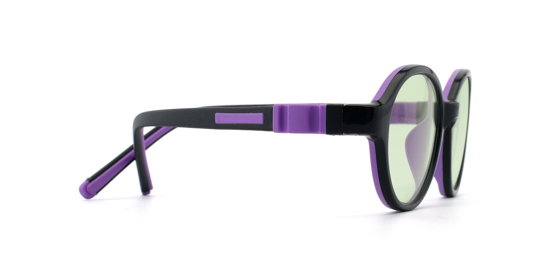 Side of 1120 in Black-Purple with Light Green Tinted Lenses