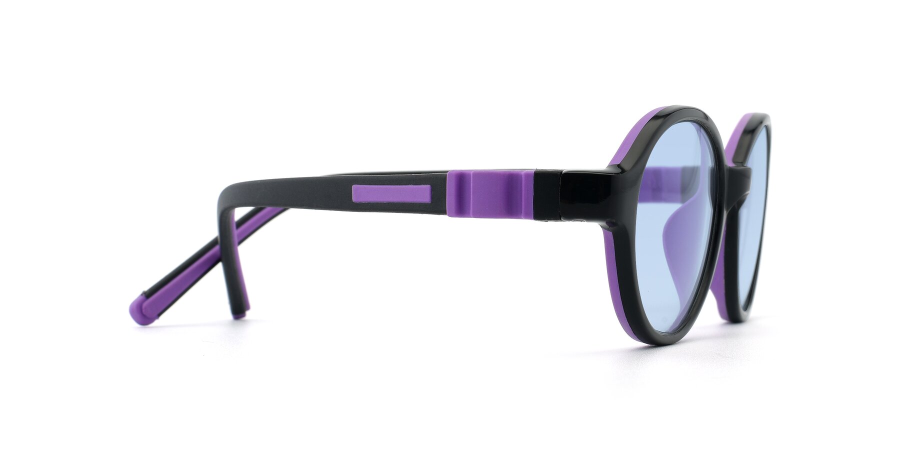 Side of 1120 in Black-Purple with Light Blue Tinted Lenses