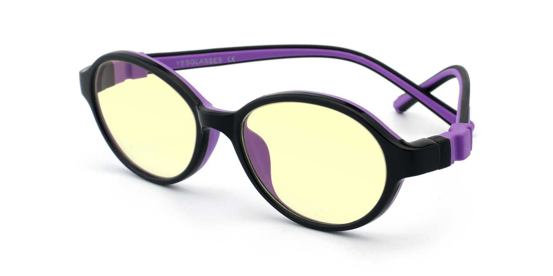 Angle of 1120 in Black-Purple with Light Yellow Tinted Lenses