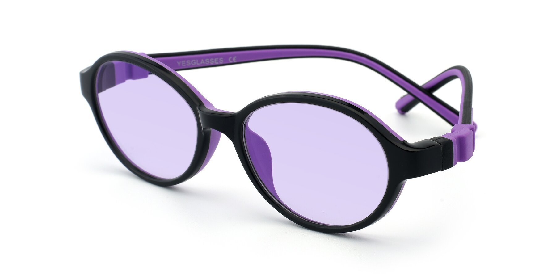 Angle of 1120 in Black-Purple with Light Purple Tinted Lenses
