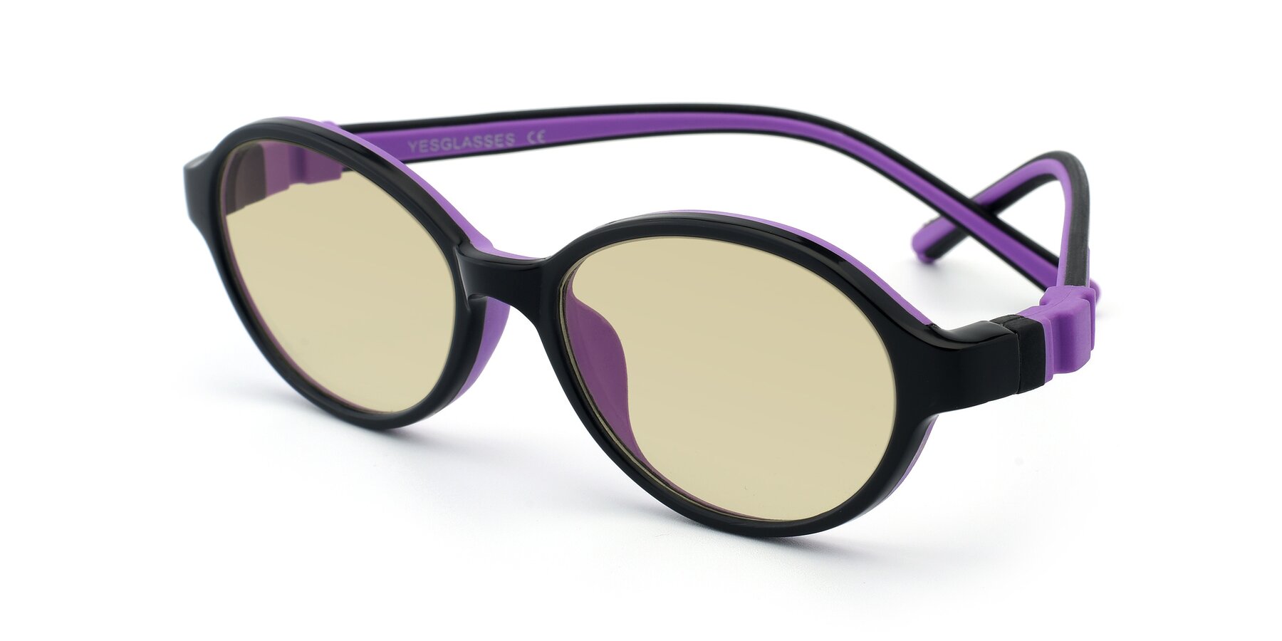 Angle of 1120 in Black-Purple with Light Champagne Tinted Lenses