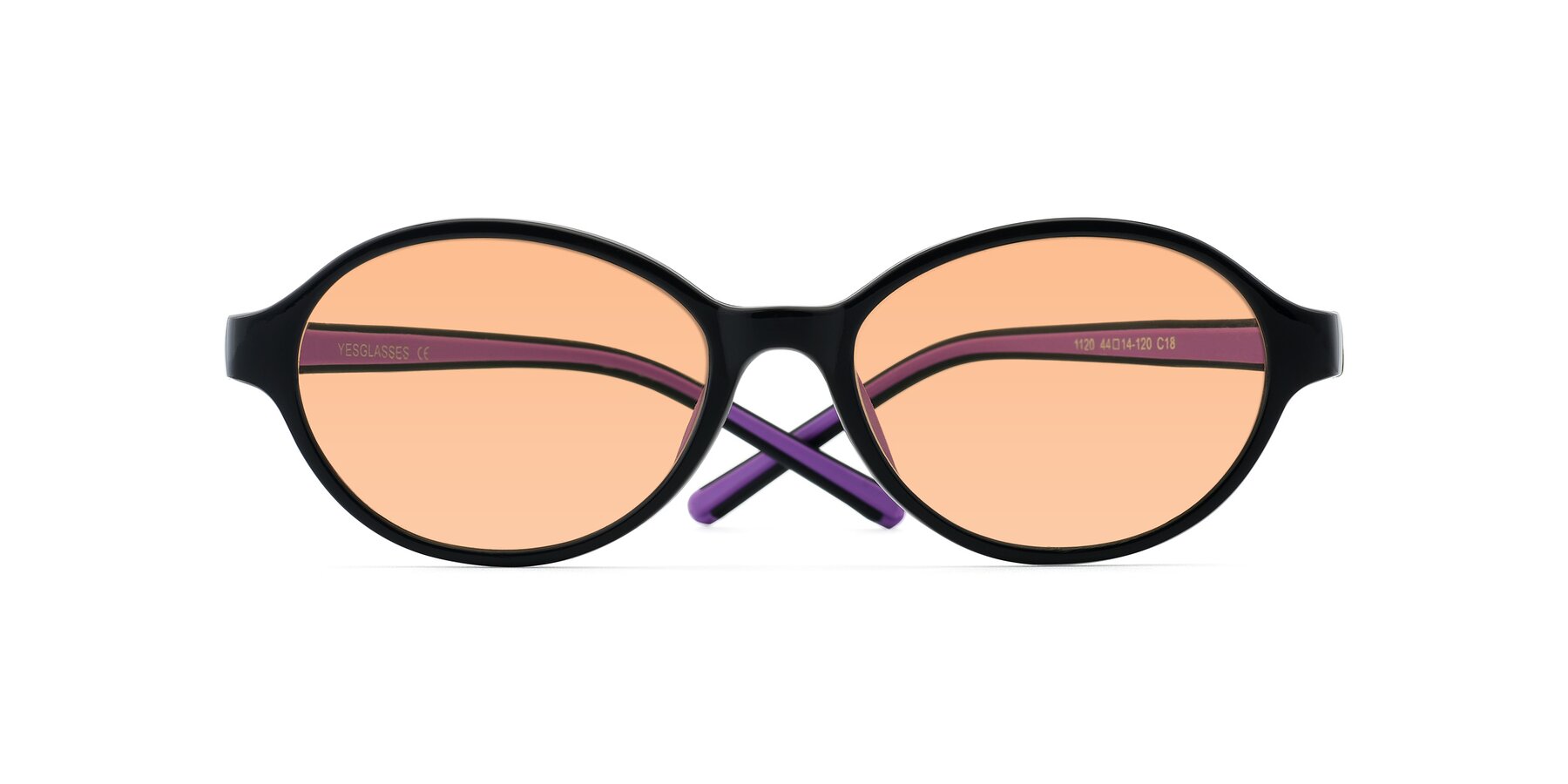 Folded Front of 1120 in Black-Purple with Light Orange Tinted Lenses