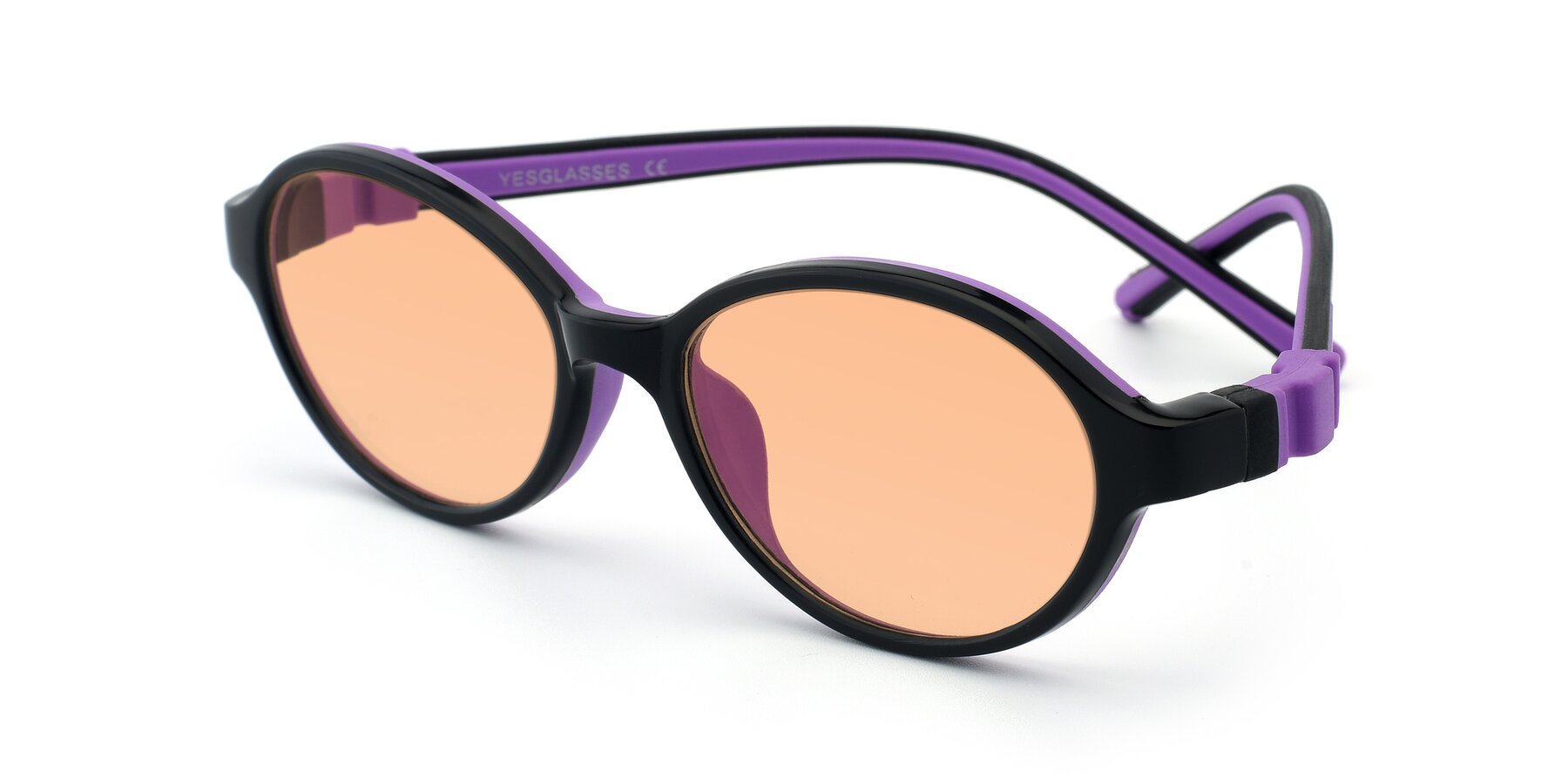 Angle of 1120 in Black-Purple with Light Orange Tinted Lenses