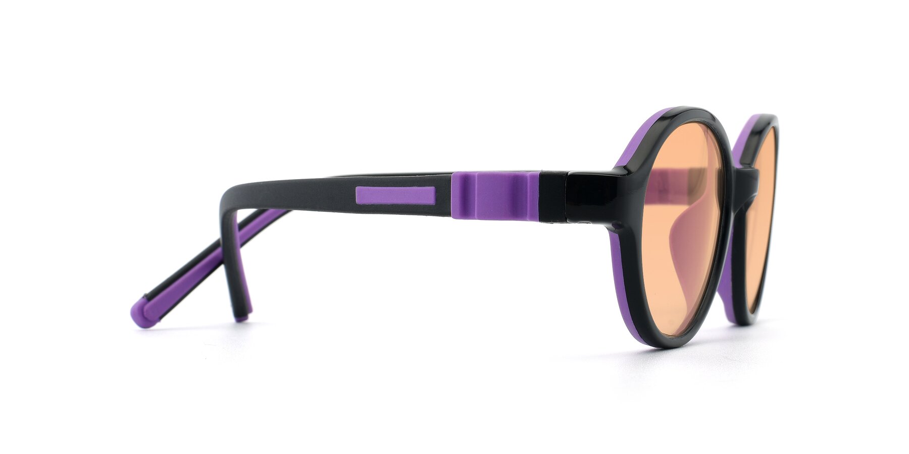 Side of 1120 in Black-Purple with Light Orange Tinted Lenses