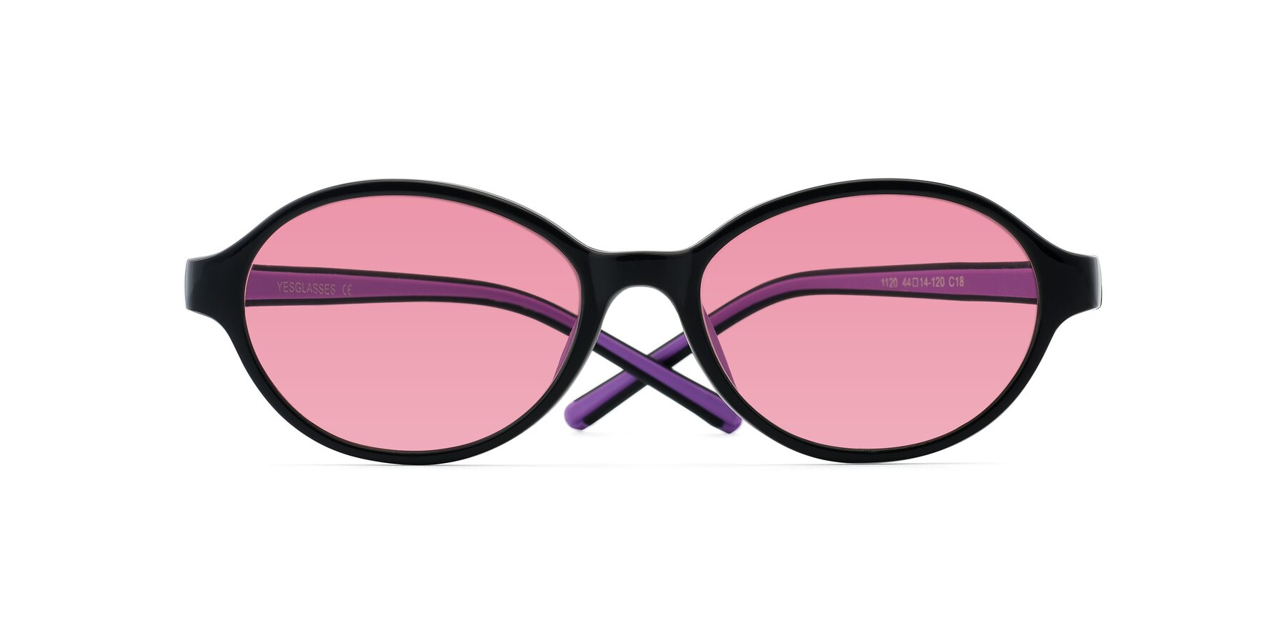 Folded Front of 1120 in Black-Purple with Pink Tinted Lenses