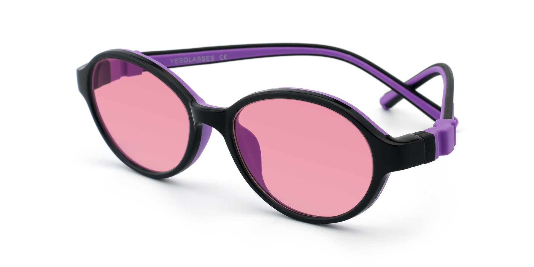 Angle of 1120 in Black-Purple with Pink Tinted Lenses