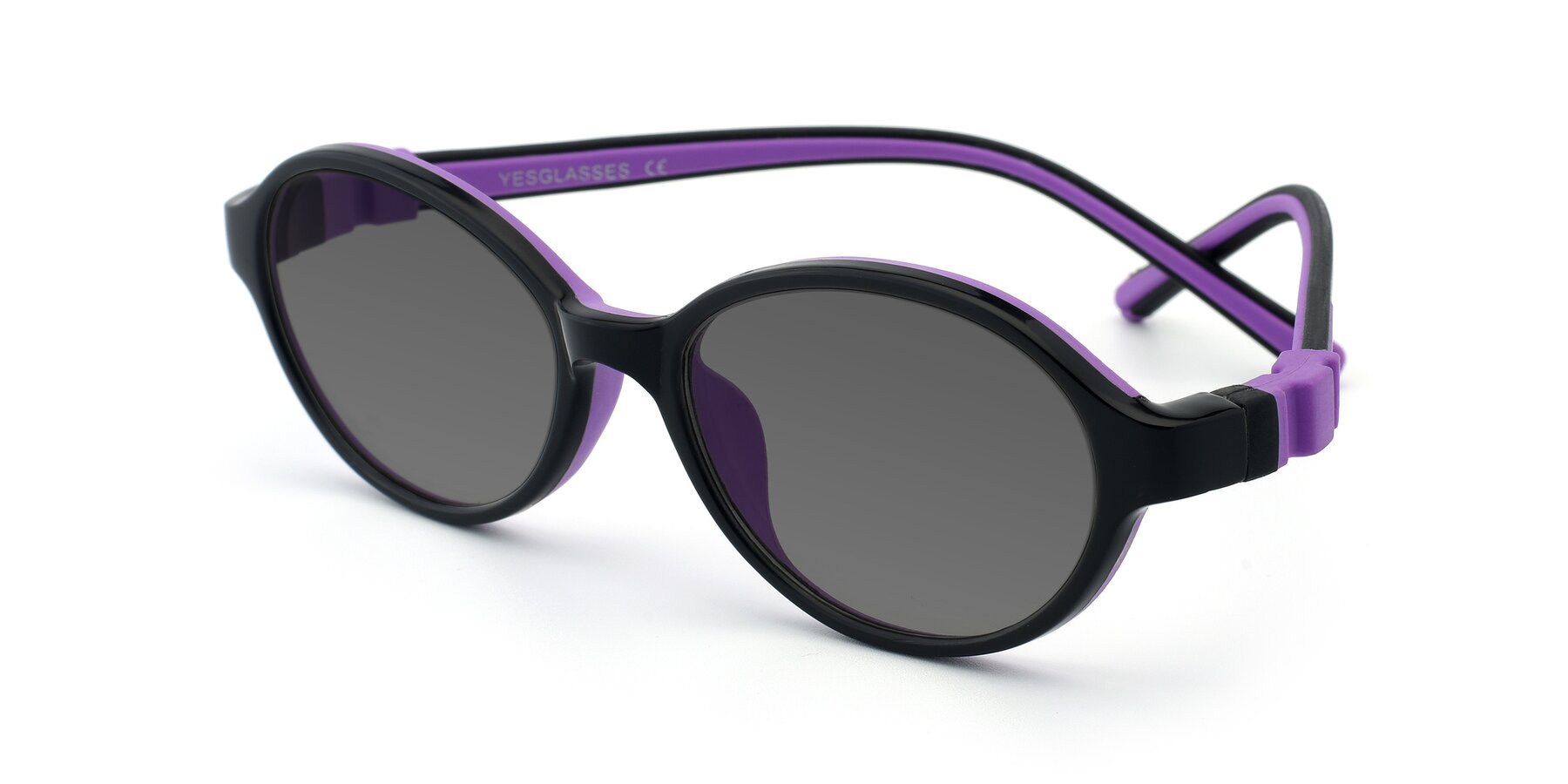 Angle of 1120 in Black-Purple with Medium Gray Tinted Lenses