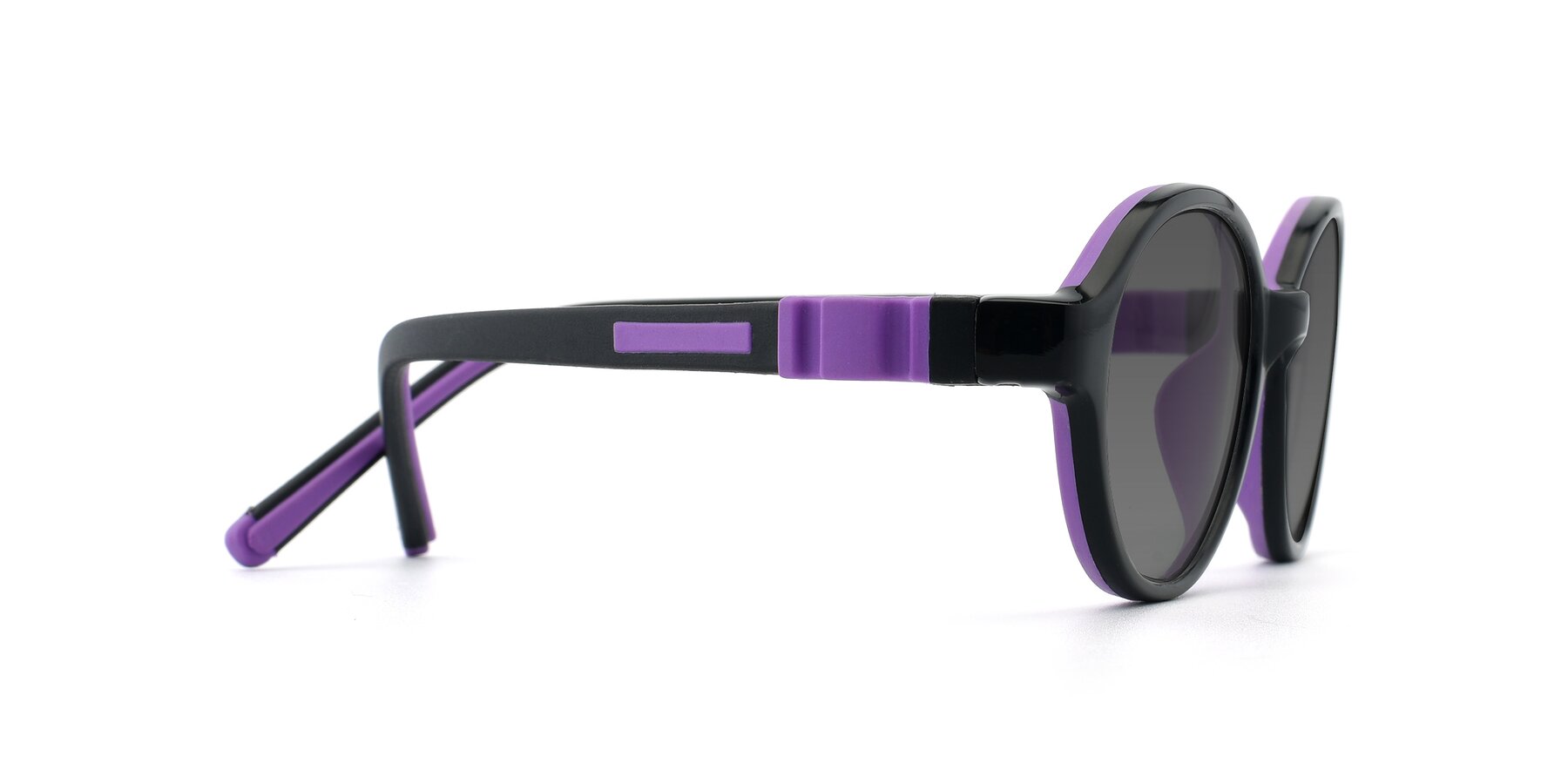 Side of 1120 in Black-Purple with Medium Gray Tinted Lenses