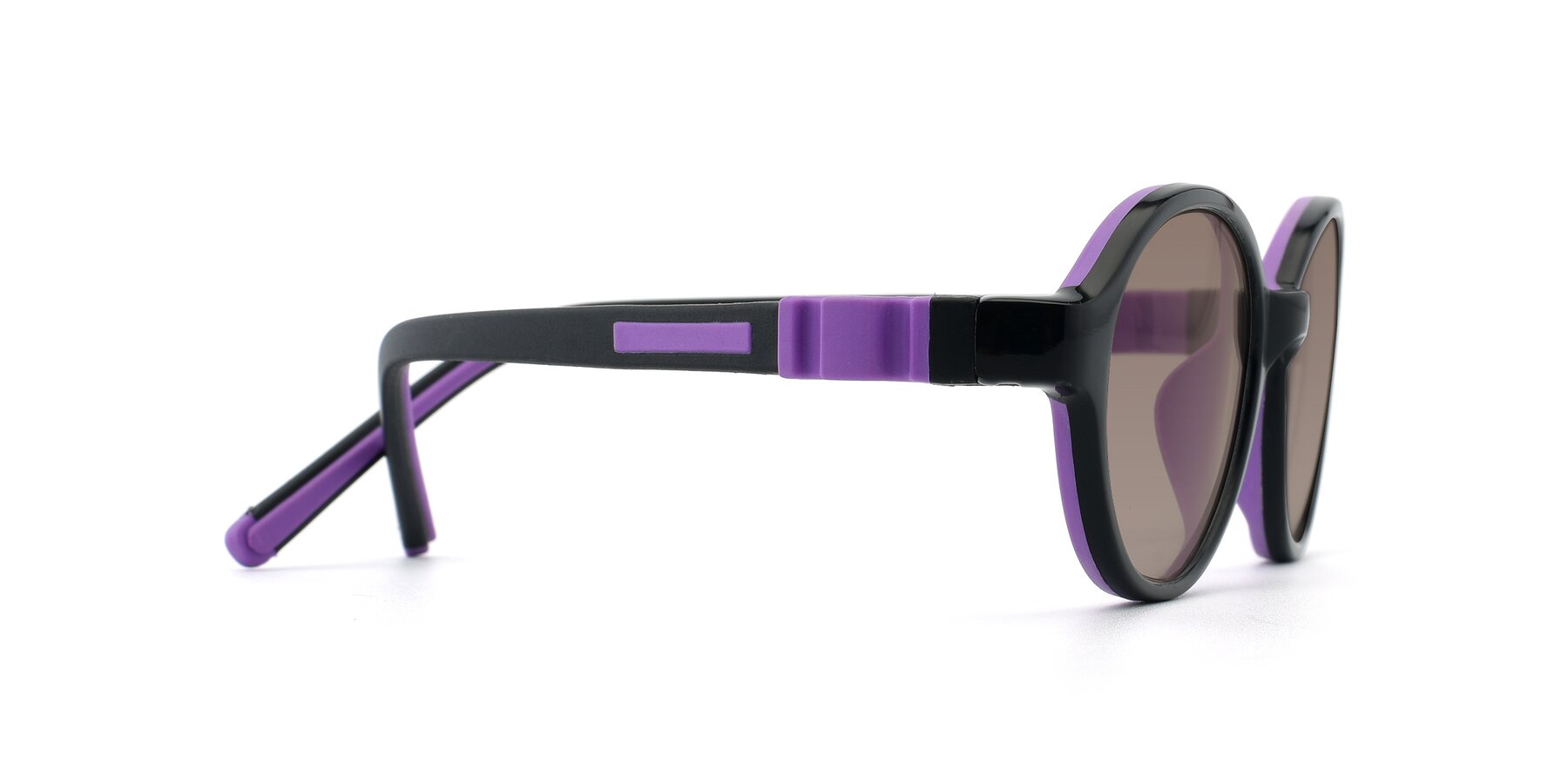 Side of 1120 in Black-Purple with Medium Brown Tinted Lenses