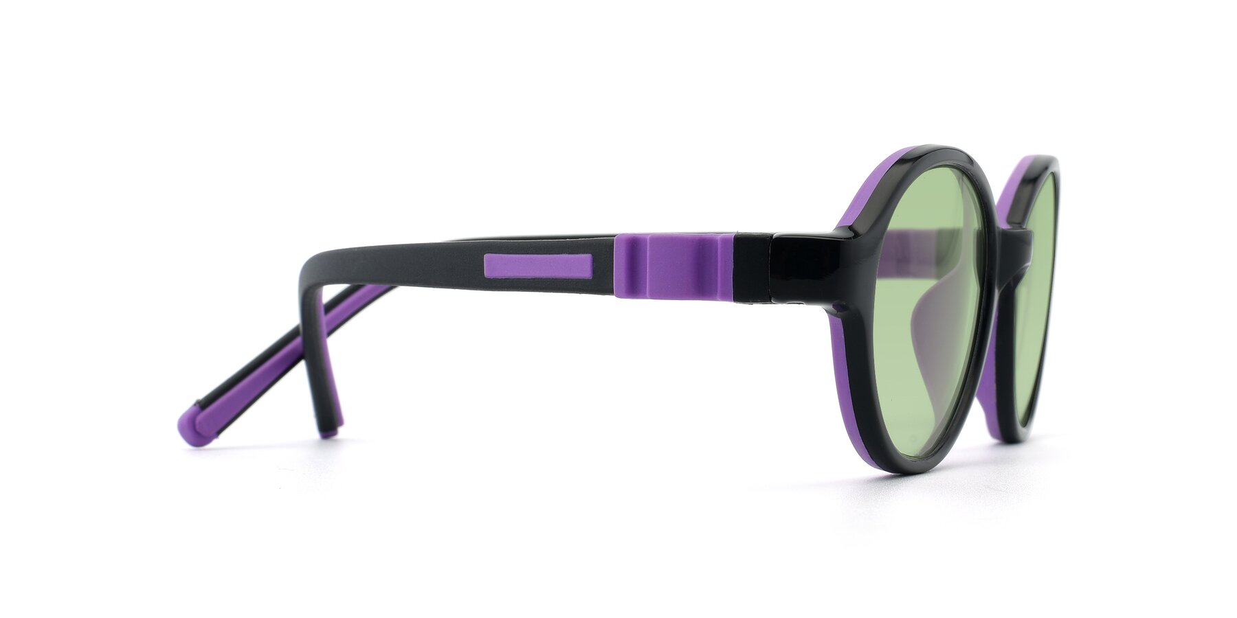 Side of 1120 in Black-Purple with Medium Green Tinted Lenses