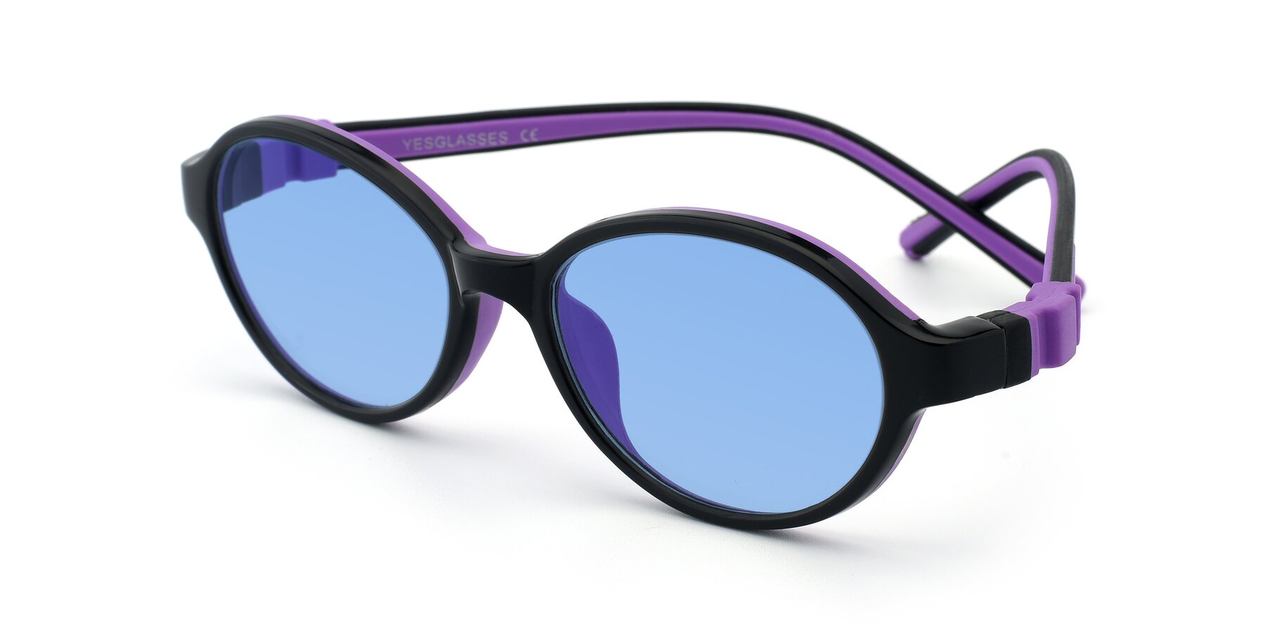 Angle of 1120 in Black-Purple with Medium Blue Tinted Lenses