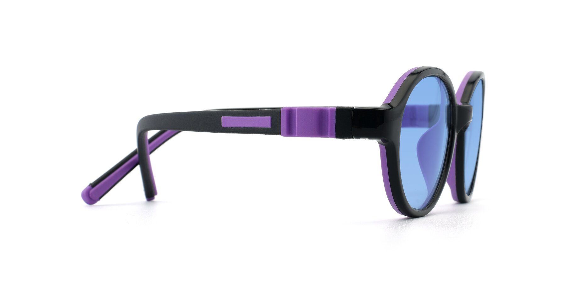 Side of 1120 in Black-Purple with Medium Blue Tinted Lenses