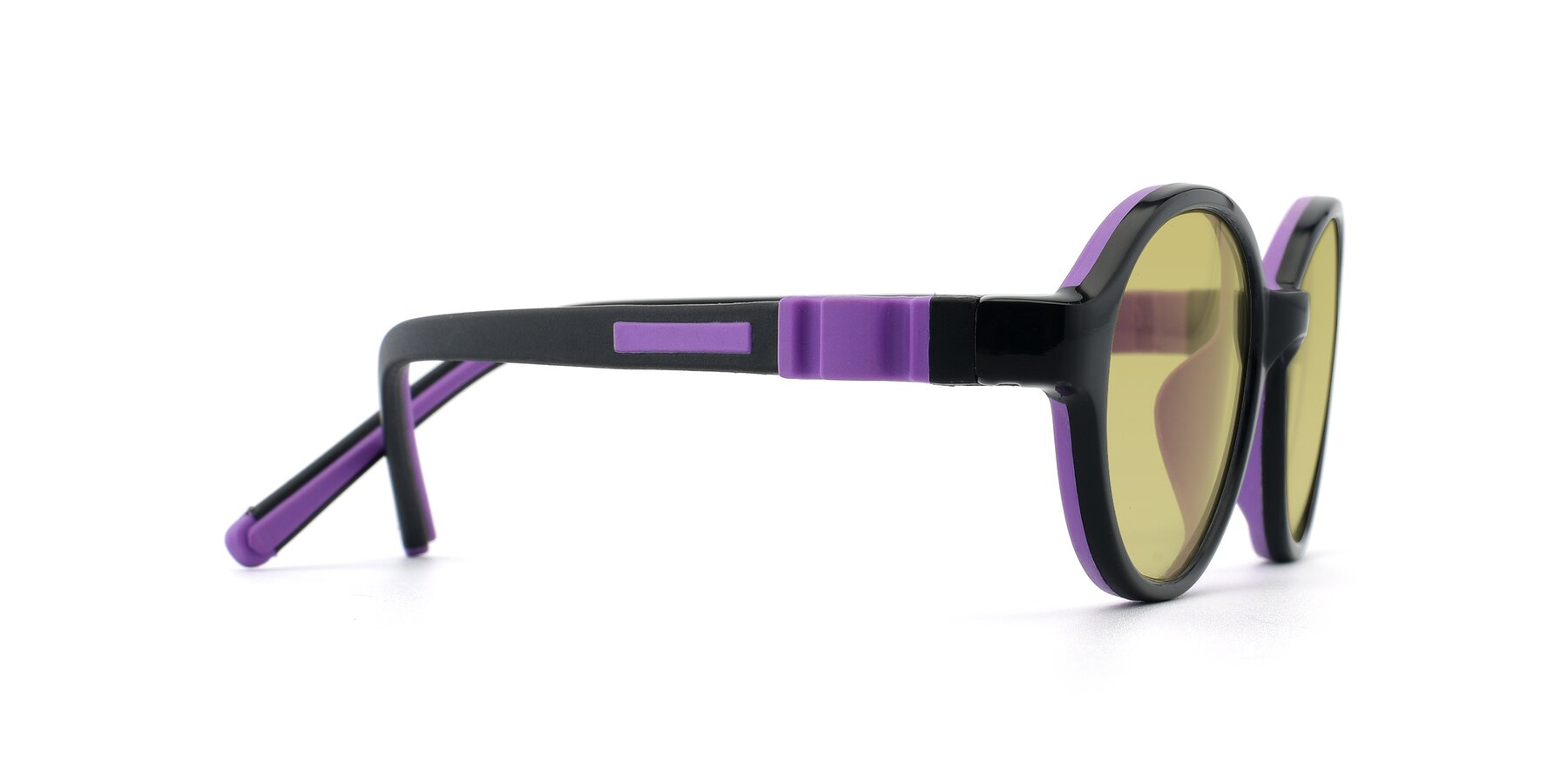 Side of 1120 in Black-Purple with Medium Champagne Tinted Lenses