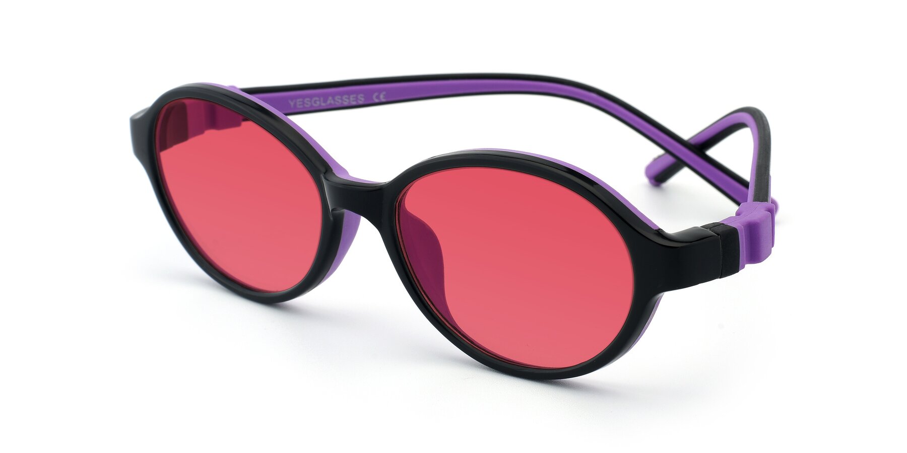 Angle of 1120 in Black-Purple with Red Tinted Lenses