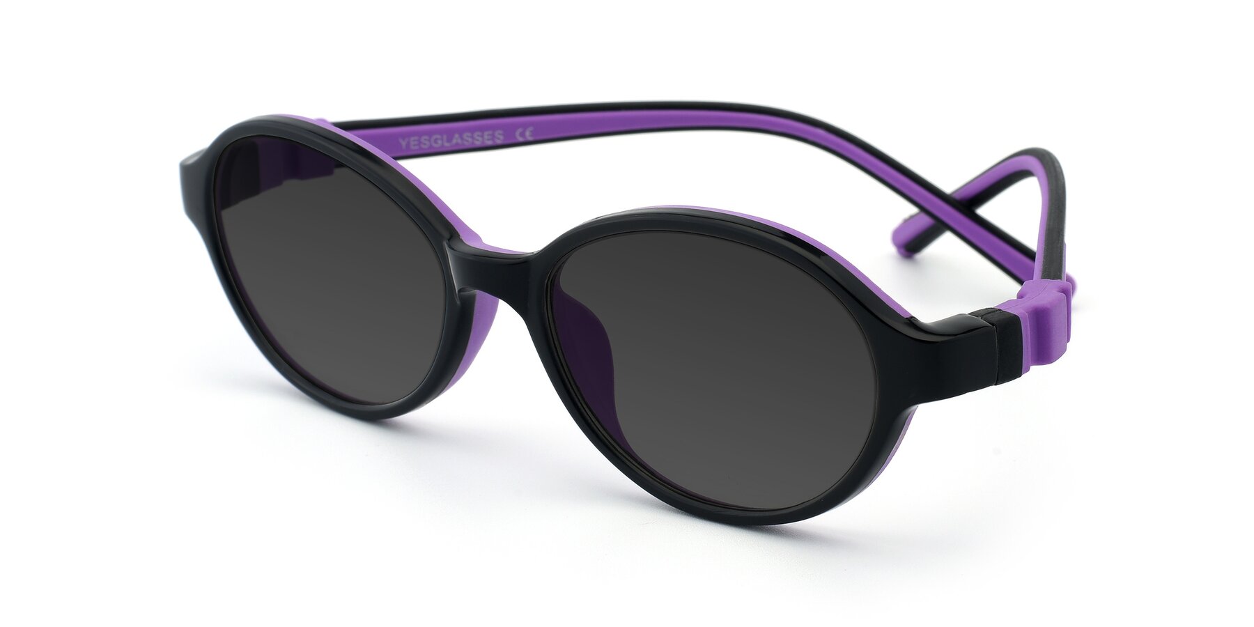 Angle of 1120 in Black-Purple with Gray Tinted Lenses