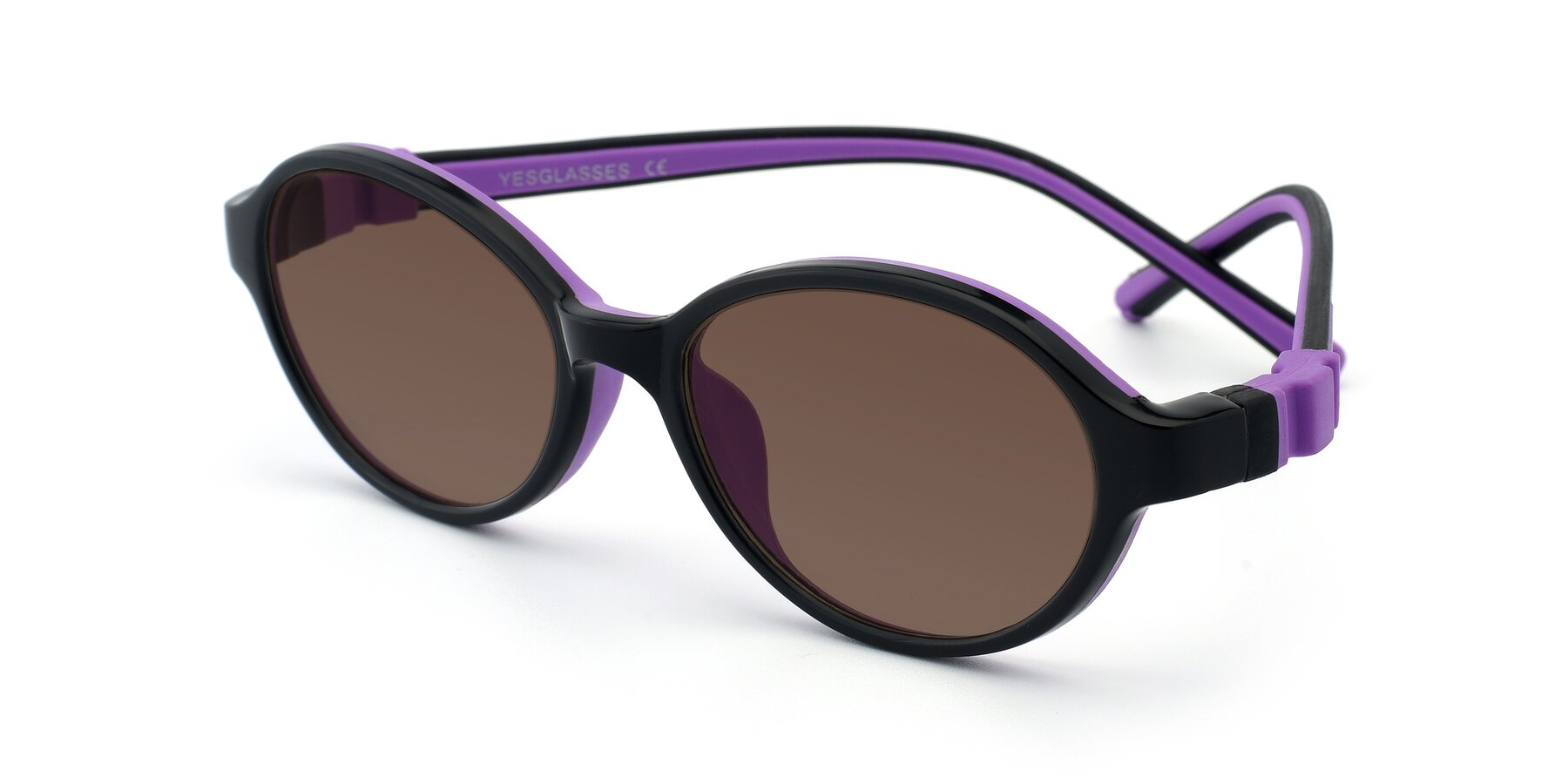 Angle of 1120 in Black-Purple with Brown Tinted Lenses