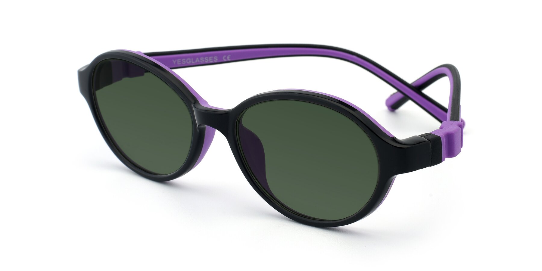 Angle of 1120 in Black-Purple with Green Tinted Lenses