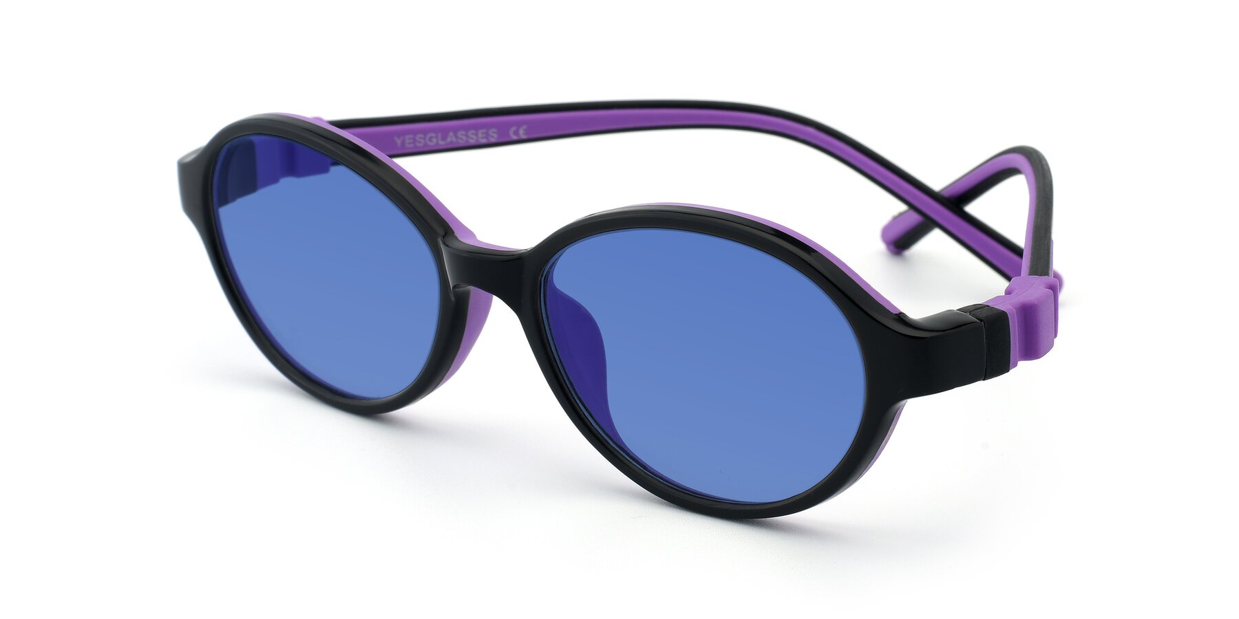 Angle of 1120 in Black-Purple with Blue Tinted Lenses
